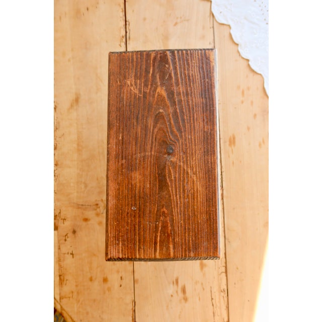 Wood Vintage Rectangular Stool in Dark Wood with Turned Legs, 1970s For Sale - Image 7 of 8