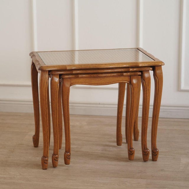 Vintage Nesting Tables in Viennese Wicker, Set of 3 For Sale - Image 12 of 13