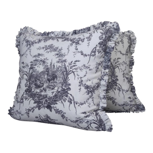 Waverly Linen French Print Throw Pillows a Pair Chairish