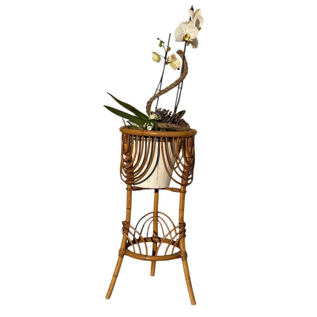 1960s French Rattan Flower Holder, 1960s For Sale - Image 5 of 12