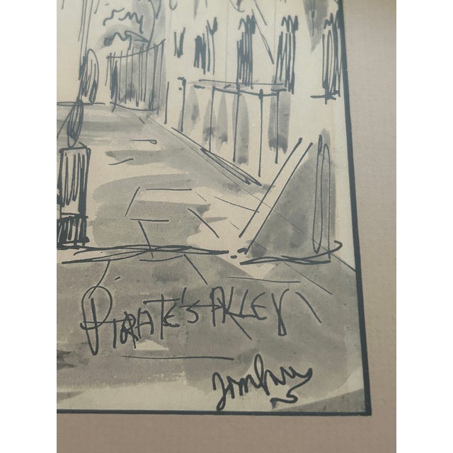 Slate Gray 1960s Vintage New Orleans Watercolor Street Scenes - Tom Lane, Streetcar Named Desire For Sale - Image 8 of 9