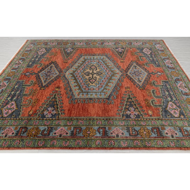 8x10Ft. Burnt Orange Persian Design Inspired Hand Knotted Premium Wool Rug For Sale - Image 12 of 18