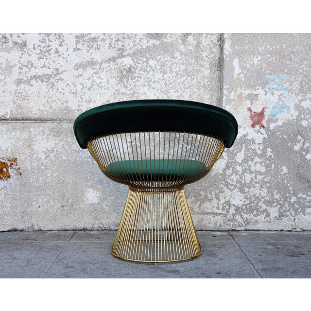 MidCentury Modern Emerald Green Velvet Brass Wire Lounge Chair Chairish