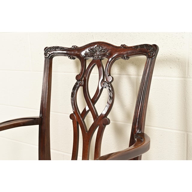 Brown Kindel Furniture Georgian Carved Mahogany Armchairs, Pair For Sale - Image 8 of 13