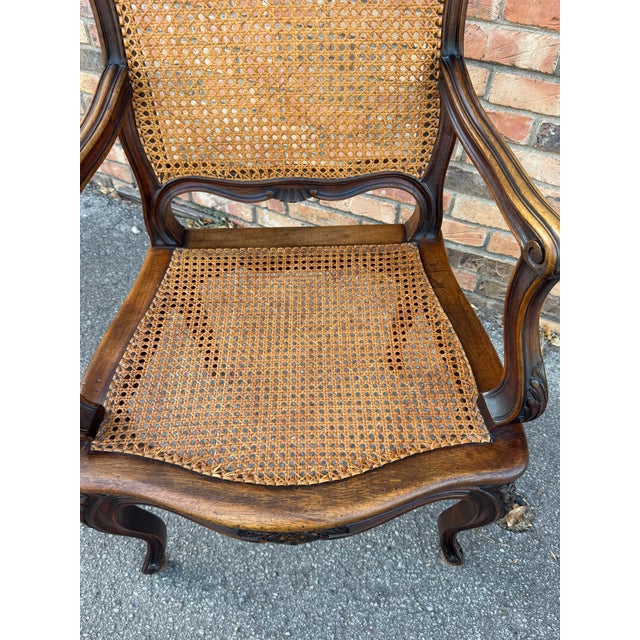 Pair of Antique French Cane Arm Chairs For Sale - Image 4 of 13