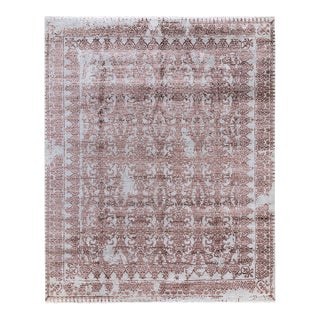 Ikat, One-of-a-Kind Hand-Knotted Area Rug - Gray, 8' 1" x 10' 0" For Sale