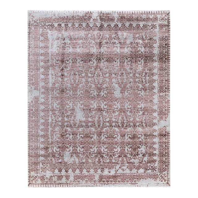 Ikat, One-of-a-Kind Hand-Knotted Area Rug - Gray, 8' 1" x 10' 0" For Sale