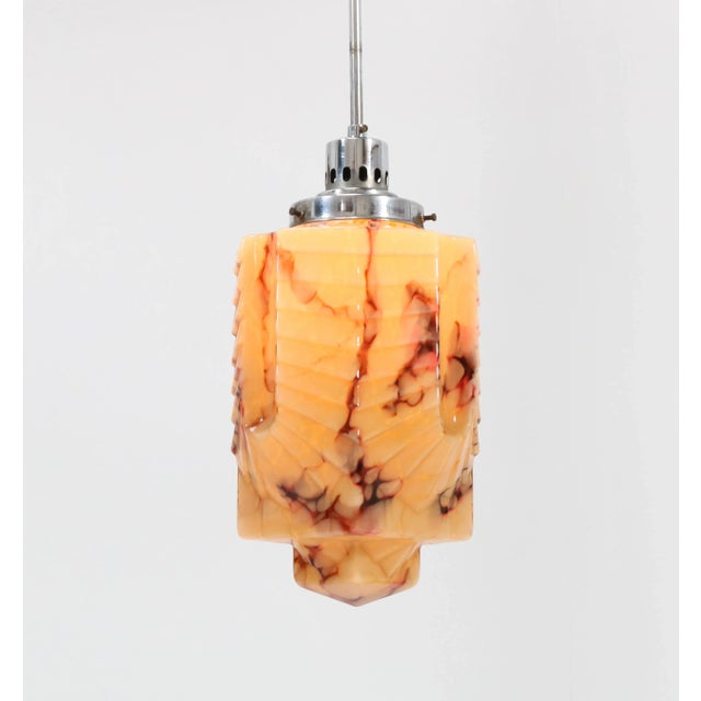 French Art Deco Nickel-Plated Brass Pendant Lamp, 1930s For Sale - Image 10 of 10