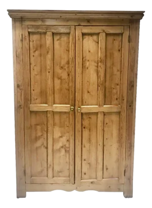 Antique Pine Country French Four Door Armoire