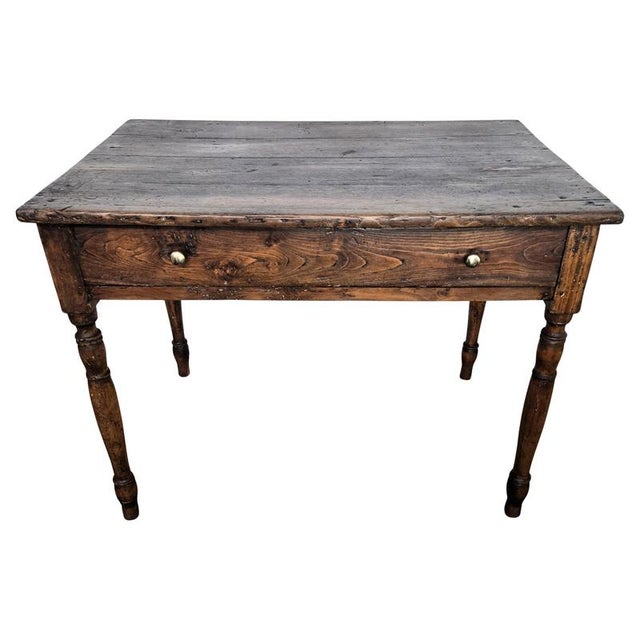 Antique Rustic Italian Walnut Writing Table, 1890s For Sale - Image 9 of 9