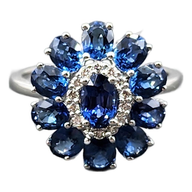 2.00 Ct Natural Sapphire & Diamond Ring, Size 7 For Sale