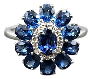 2.00 Ct Natural Sapphire & Diamond Ring, Size 7