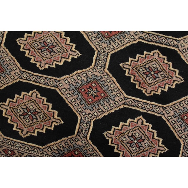 Bokhara Jaldar Rug 8’1” X 10’2” Black Wool Tribal Hand-Knotted Oriental Carpet For Sale - Image 4 of 13
