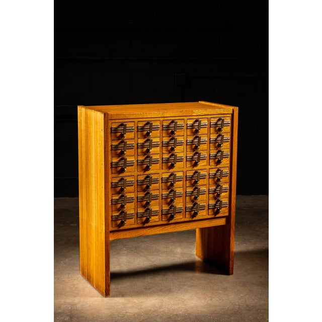 Mid-Century Modern Mid-Century 30-Drawer Oak Card Catalog For Sale - Image 3 of 9
