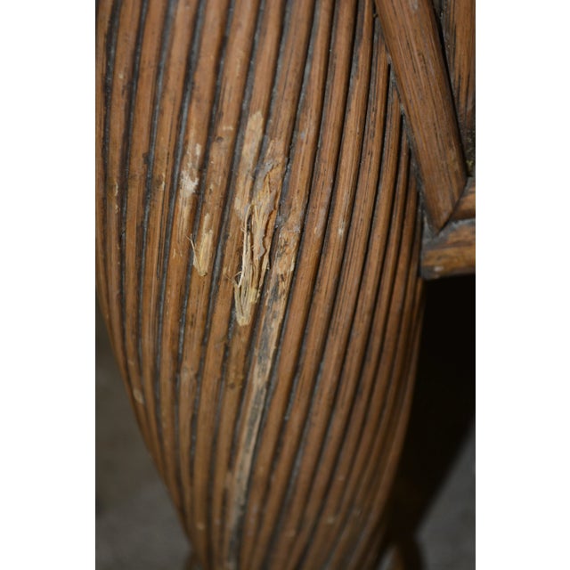 1980s Vintage Ikat Pacific Set of 3 Tan Brown Split Pencil Reed Bamboo Coffee & Side Tables For Sale - Image 10 of 13