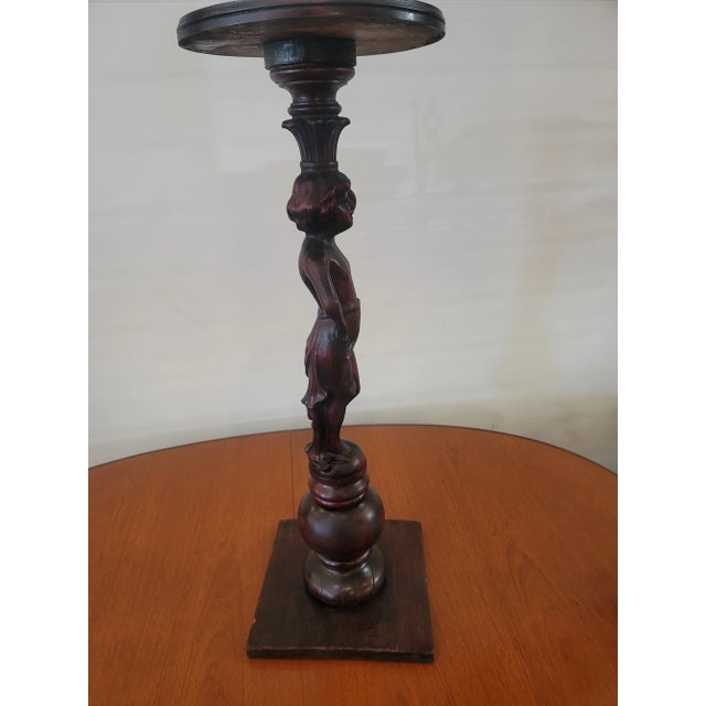 Antique Italian Carved Figural Lady Pedestal Table Roman For Sale - Image 4 of 7