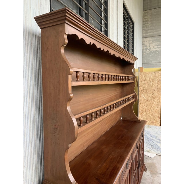 Early 20th Large Stepback Cupboard with Four Drawers and Doors For Sale - Image 9 of 18