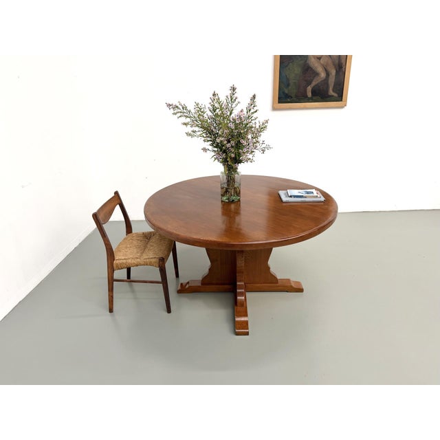 Brutalist Round Table in Oak, 1960s For Sale - Image 4 of 18