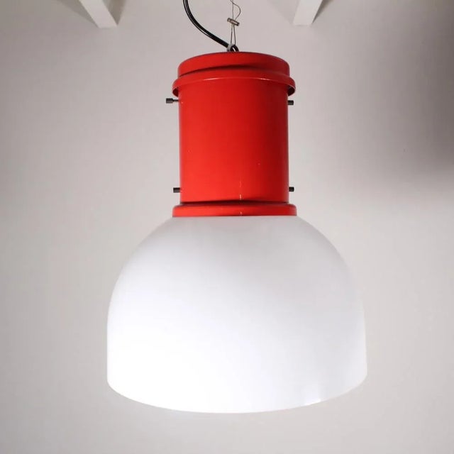 Small Red Ceiling Lamp by Roberto Menghi Fontana Arte For Sale - Image 12 of 12