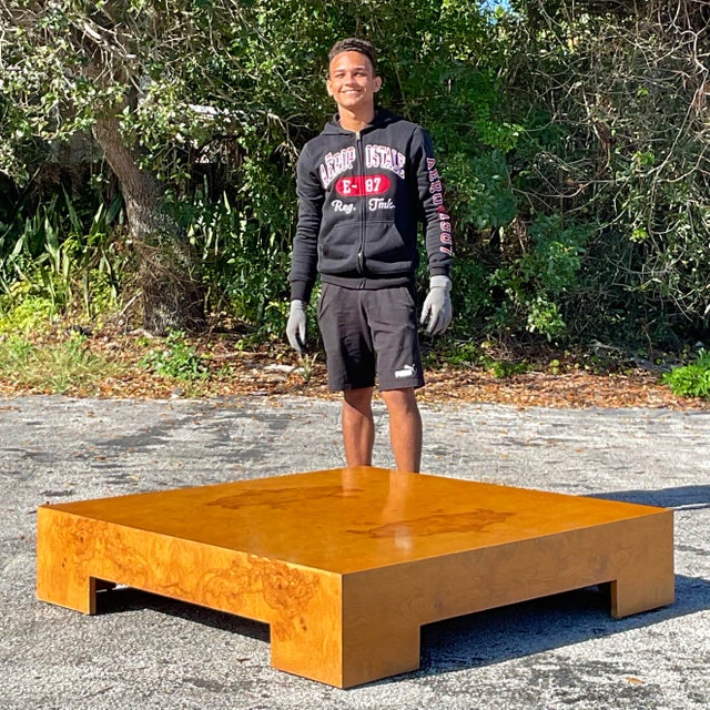 Boho Chic 1970s Vintage Boho Burl Wood Low Coffee Table For Sale - Image 3 of 10