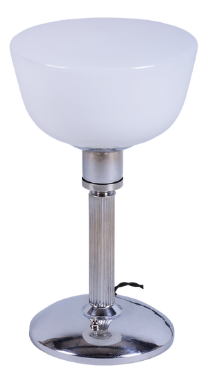 Bauhaus Table Lamp in Chrome, Steel, and Opaline Glass, Czech, 1930s