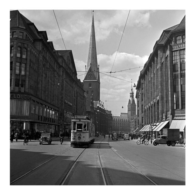 Tram to Wandsbek Over Mönckebergstraße Hamburg, Germany 1938, Printed 2021 For Sale