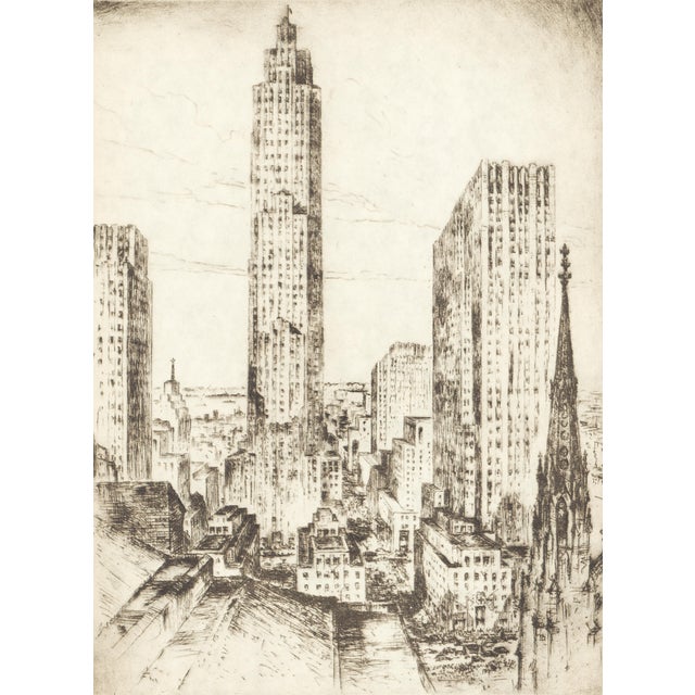 Limited edition (1526/2050) copper plate intaglio etching from "New York in Etchings" by Anton Schutz. Printed by the...
