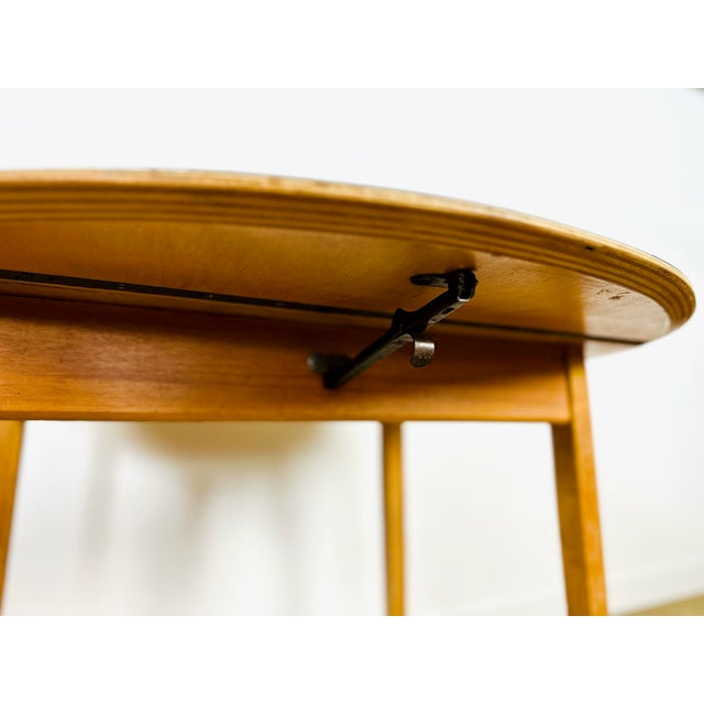 Brown Vintage Round Dining Table with Drop Leaves, 1970s For Sale - Image 8 of 14