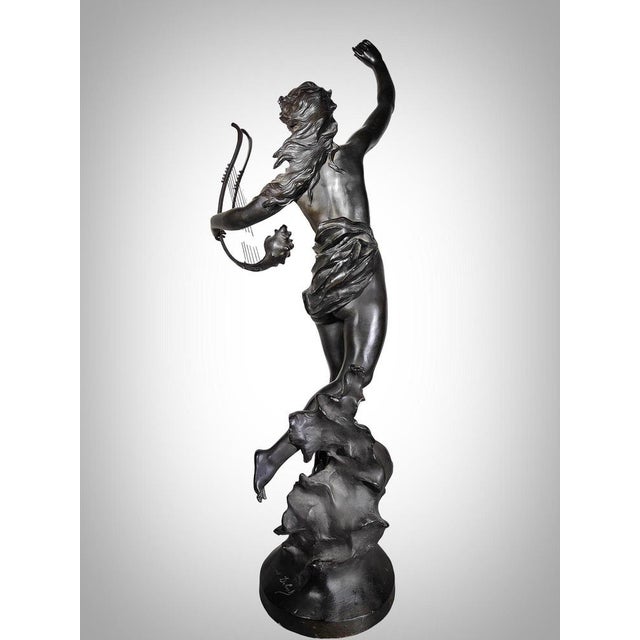 Marcel Debut, Large Dancing Nymph with Shell Harp, 1880, Bronze For Sale - Image 11 of 16