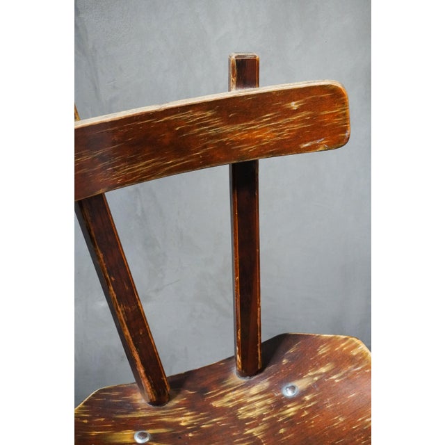 Vintage French Brutalist Wooden Chairs, 1950s, Set of 4 For Sale - Image 15 of 18