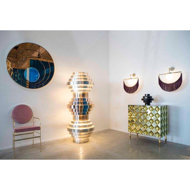 Pink Wink Gold-Plated Wall Lamp With Pink Fringes For Sale - Image 8 of 9