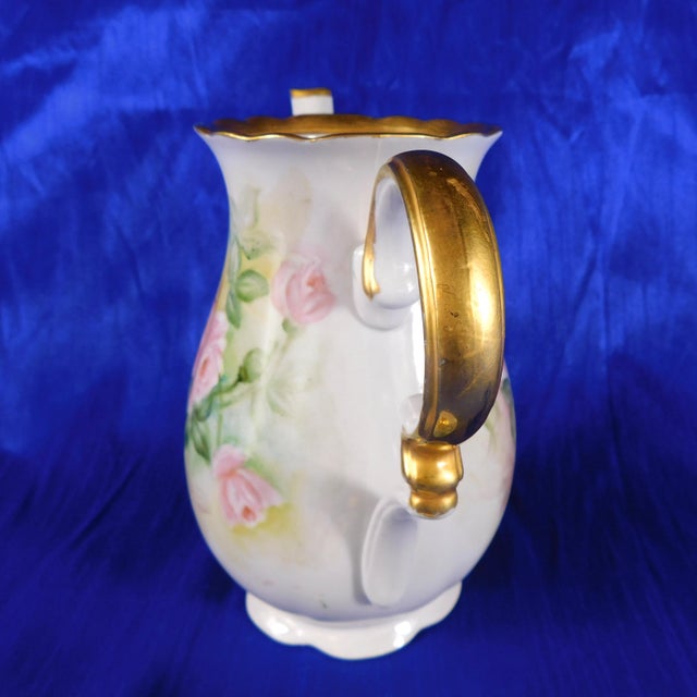 Contemporary 1950s Signed Hand Painted Teapot With Pink Flowers For Sale - Image 3 of 11