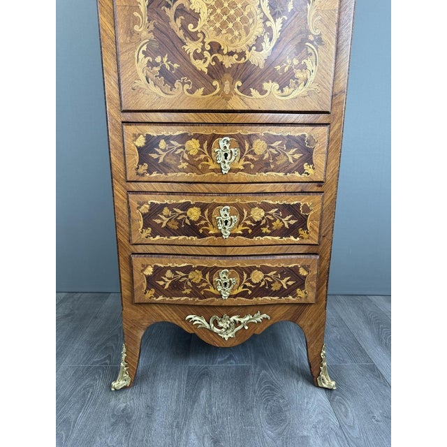 Napoleon III Louis XV Marquetry Secretary For Sale - Image 4 of 13