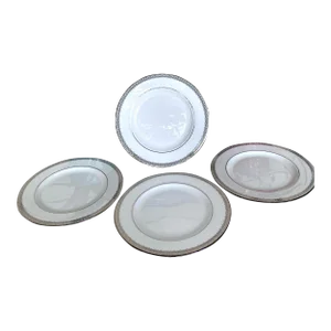 Early 21st Century Lenox Lace Couture Silver Design Salad Plates- Set of 4