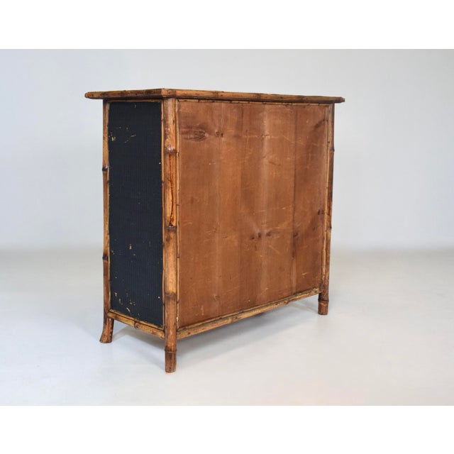 Wood Late 19th C. English Victorian Tortoise Bamboo Console Cabinet For Sale - Image 7 of 9