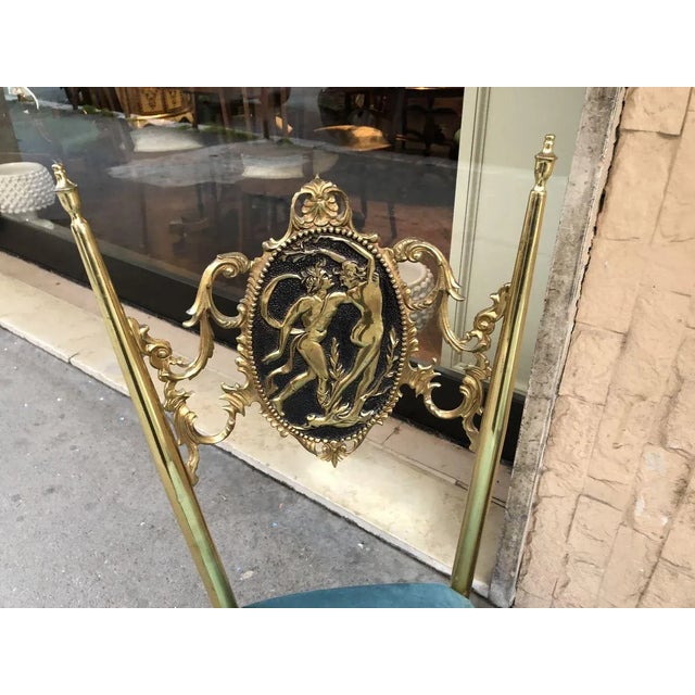 1950s Vintage Brass Chiavari Chairs & Ottoman, 1950s, Set of 3 For Sale - Image 5 of 15