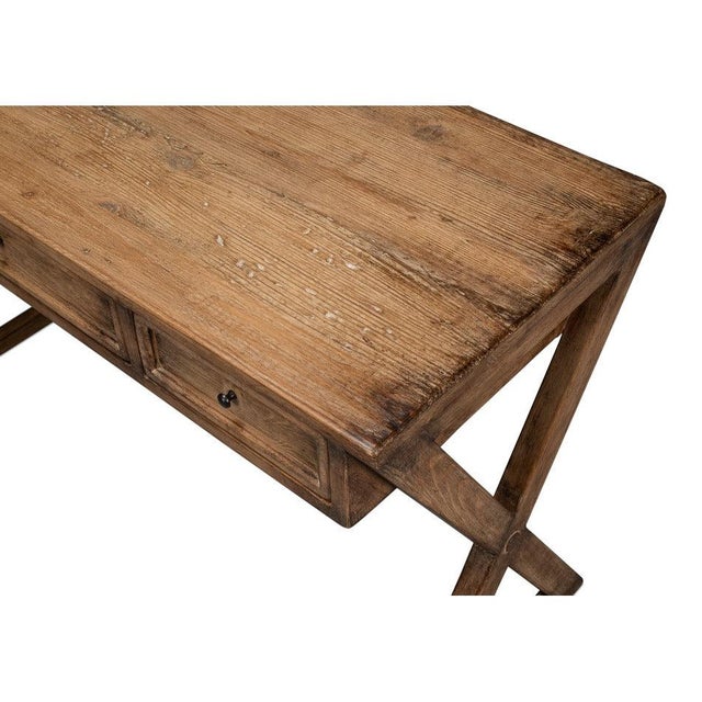Campaign X-Frame Writing Desk in Natural Brown For Sale In Raleigh - Image 6 of 11