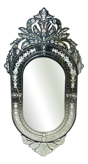Venetian Style Etched Mirror with Floral Décor