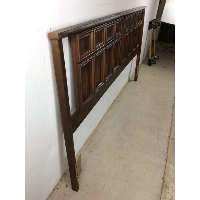 Mid Century Modern King Headboard With Beveled Square Design For Sale - Image 17 of 17