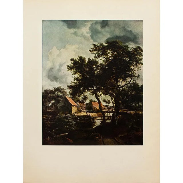 1954 After Meindert Hobbema "The Watermill", Vintage Full-Color Print For Sale In Dallas - Image 6 of 8
