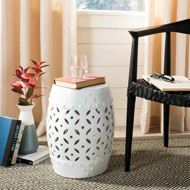 Modern Coin Garden Stool in White For Sale - Image 3 of 4