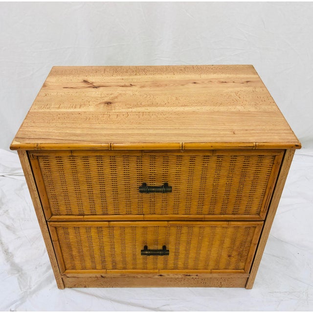 Vintage Faux Bamboo Woven Wicker Side Table Chairish