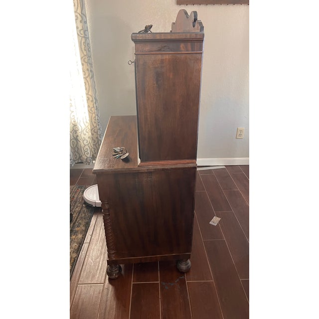 Classical Roman Mahogany Secretary Desk, Likely Dating to the George III Period Late 18th Century For Sale - Image 3 of 10