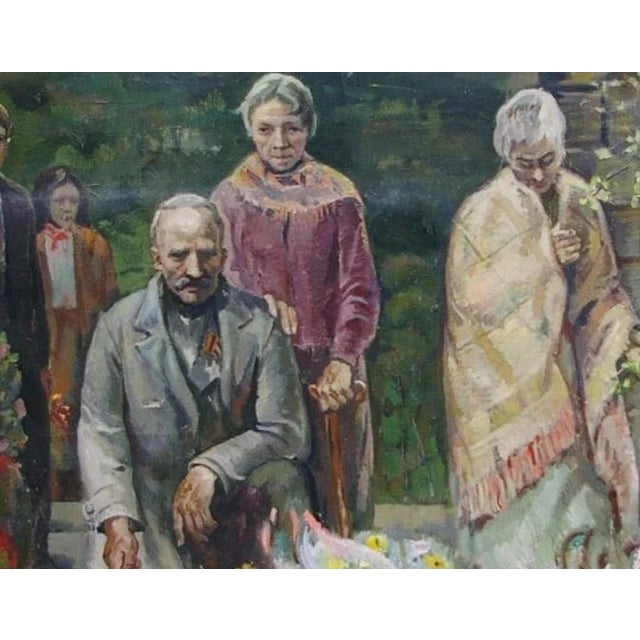Soviet Era Oil Painting: Ukrainian Artist, War Memorial Scene, 1981 140-184 For Sale - Image 6 of 6