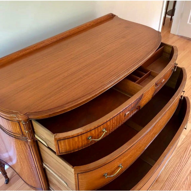 Brown 1930s John Widdicomb Satinwood Demilune Bow Front Dresser For Sale - Image 8 of 9