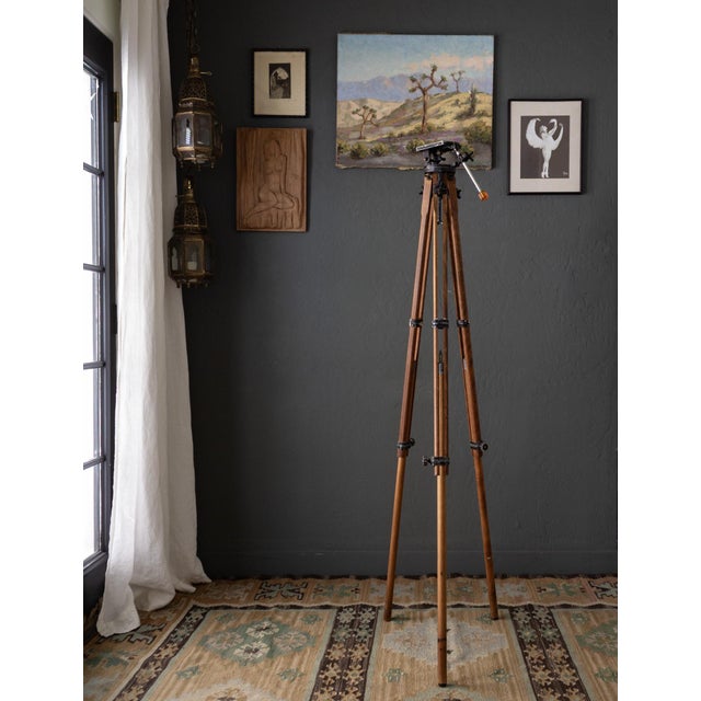 Industrial Ries Jr Model Photoplane Tilt Head Wooden Tripod For Sale - Image 9 of 16