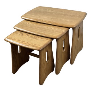 Vintage Nesting Tables in Elm from Ercol, 1980, Set of 3 For Sale