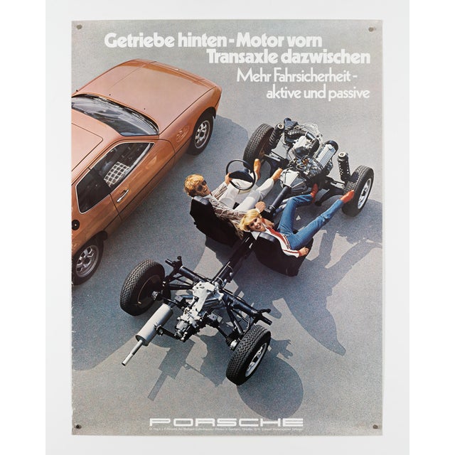 Modern Porsche Gearbox in the Rear – Engine in the Front Poster from Advertising Agency Strenger, 1976 For Sale - Image 3 of 9