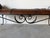 Brown Vintage Rustic Wrought Iron & Leather Scroll Bench For Sale - Image 8 of 16