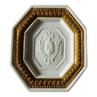 Italian Bisque Porcelain Grand Tour Style Plaque With Gold Border | Italy, Mid-20th C. For Sale